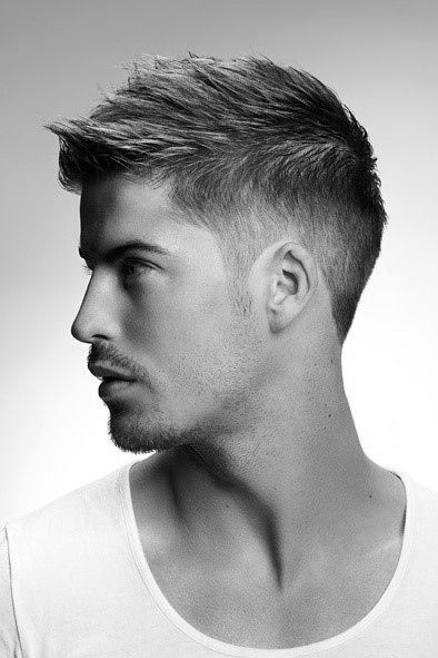 side view of a male model showing his haircut