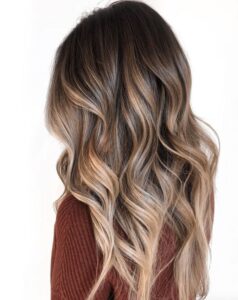 hair of a woman with ombre balayage