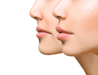 corners of lips turn up